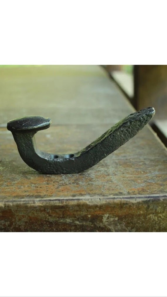 Railroad Spike Hook Hand Forged Double by kniferiverknives on Etsy