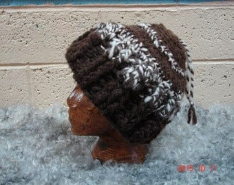 Super Thick Bulky Handspun Yarn Natural Brown And White Crochet