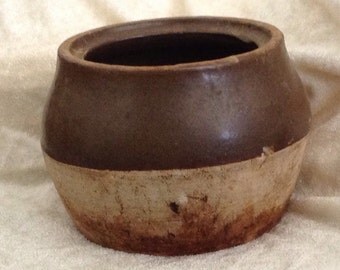 Antique Brown Glazed Food Crock