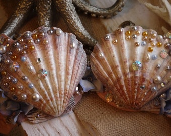 Mermaid top, mermaid costume, mermaid exotic dancer top, under the sea mermaid bra, Mermaid rave top, mermaid bathing suit top, seashell bra