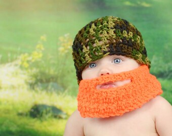 Baby Beard Hat, Crochet Beard Hat, Hat With Beard, Newborn Beard Hat, Camo Beard Hat, Lumberjack Hat, Infant Beard Hat, Beard Beanie