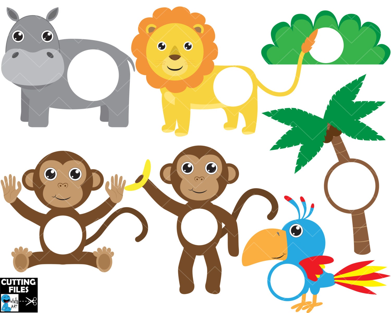 Circle Safari animals Digital Cutting files svg png dxf eps