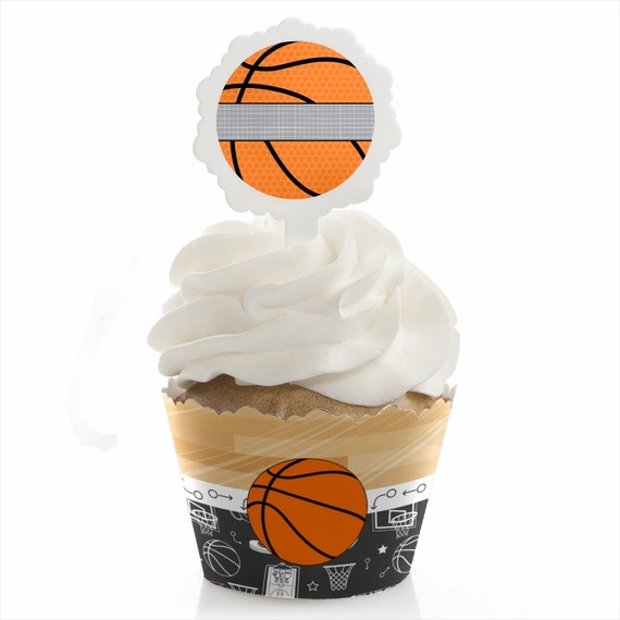 Basketball Cupcake Decorations Cupcake Wrapper and Pick