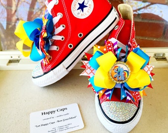 MY LITTLE PONY Rainbow Dash Shoes * Blinged Out Converse * Rainbow Dash Birthday * Rainbow Dash Party * Red Converse * Infant/Tdlr/Youth