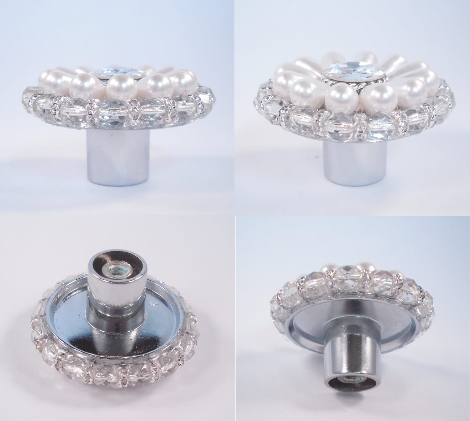 Unique Decorative Knob Swarovski Crystal & White