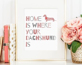 Dachshund gift, Dachshund art print, personalized art print for your dachshund, lovely dog wall art, Great gift for dachshund dog owner!