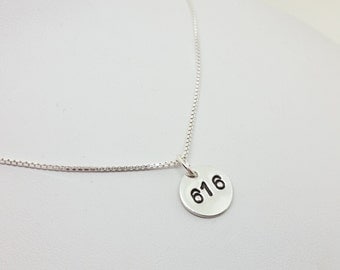 Area code necklace, sterling Silver