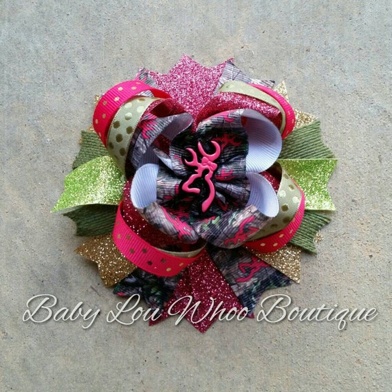 Items similar to Pink Browning Bow .. Camo Hair Bow .. Baby Girl Hair