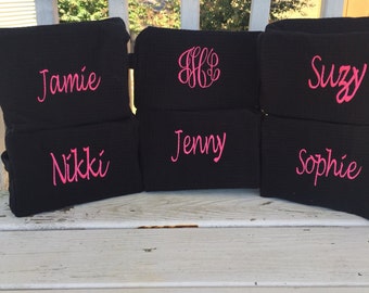 10 Personalized Waffle Cosmetic Bag,Cosmetic Bag, Cosmetic, Make up Bag, monogram cosmetic bag, Gift Idea, Briedesmaid Gift,wedding, waffle