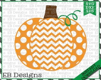 Chevron Polka Dot Pumpkin Cut File (SVG, EPS and DXF)