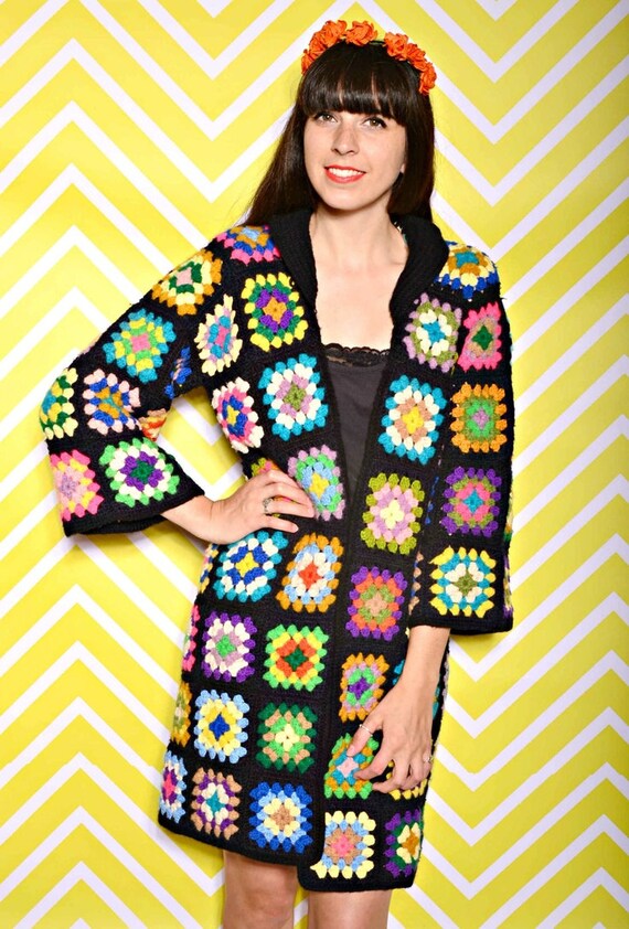Items similar to GRANNY SQUARE CROCHET Coat Woman Crochet Vest Jacket ...