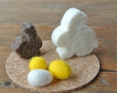 Soft spring sunshine: Felted Easter bunnies with eggs