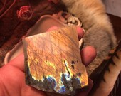 Labradorite (spectrolite) Slab with Polished side-mineral specimen-lapidary- Labradorite Slab