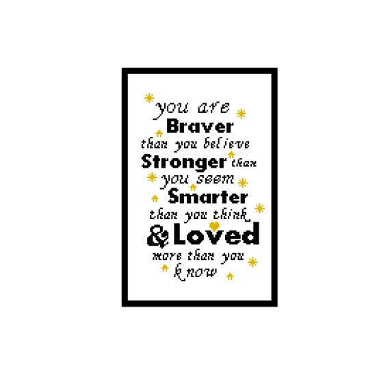 Winnie the Pooh Cross Stitch Sampler you are braver than you