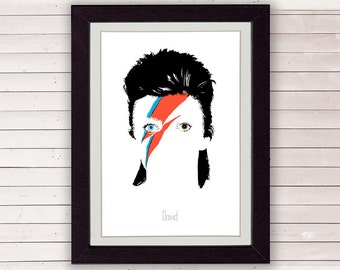 David Bowie poster, david bowie, minimalist art print, 8 x 10, A4