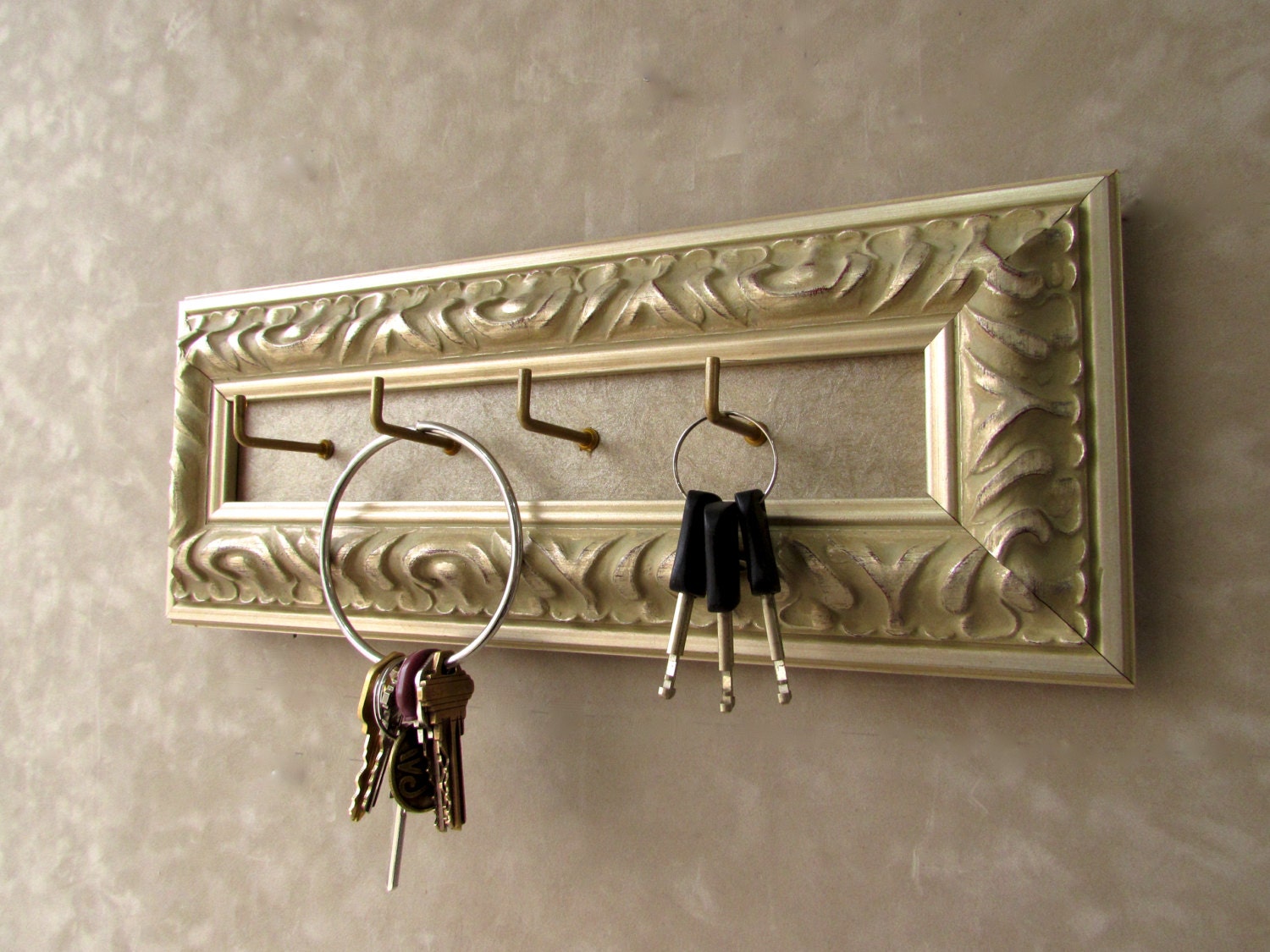 Antique Gold Keyholder Distressed Gold Keyholder Ornate Key