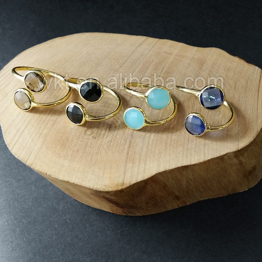 WTR247 Beautiful 9mm Glass Double Stone Rings For Gift To