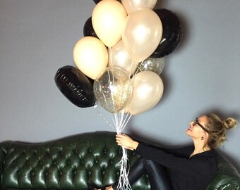 Giant Balloon Bouquet Confetti Balloons Black And White