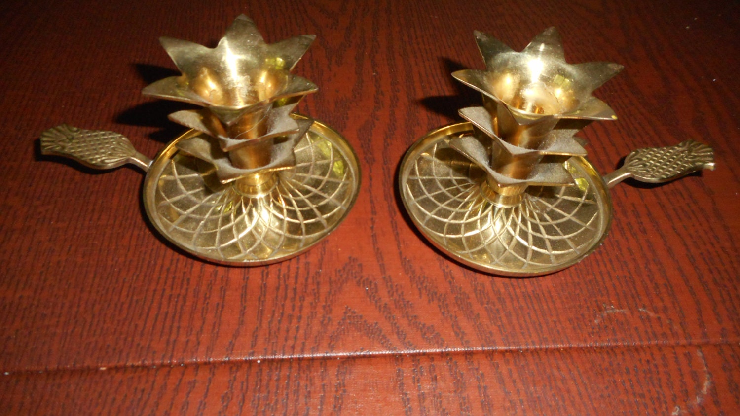 Mid Mod India Brass candle holders 1960s by JewelboxSonata on Etsy