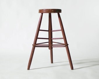 Doweled Wood Industrial Shop Stool