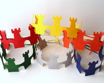 Knight Party Favors Crowns/King Crowns/Castle Crowns - Stiff Felt Party Crowns/Party Favors-Set of 6-24