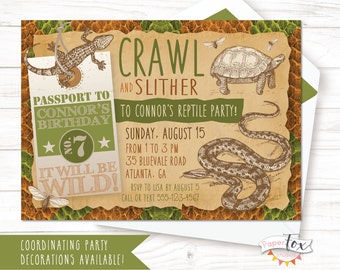 Reptile Birthday Invitation / Reptile Party Invitation / Boys Birthday Invitation / Snake Party / Reptile Encounter Invitation / PRINTABLE