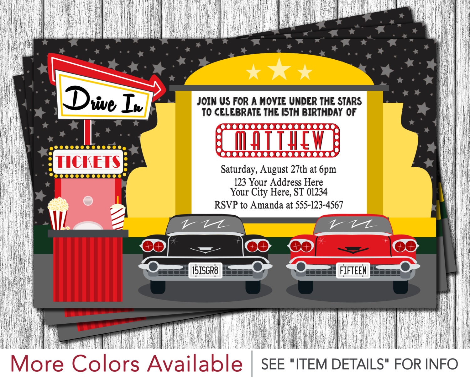 Drive In Movie Birthday Party Invitations 3
