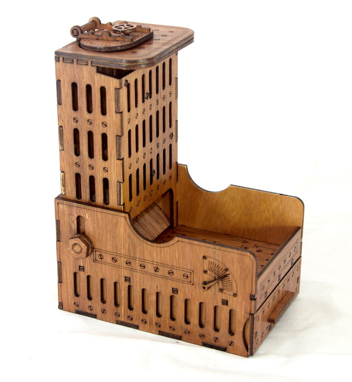 Steampunk Dice Tower dice games board games RPG laser cut