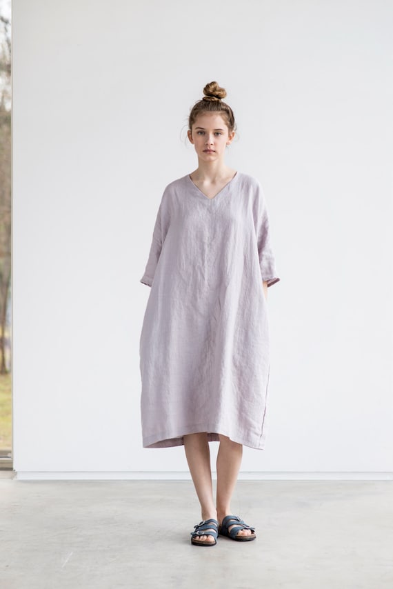 Washed linen KIMONO tunic in ashes of rose / Oversize linen