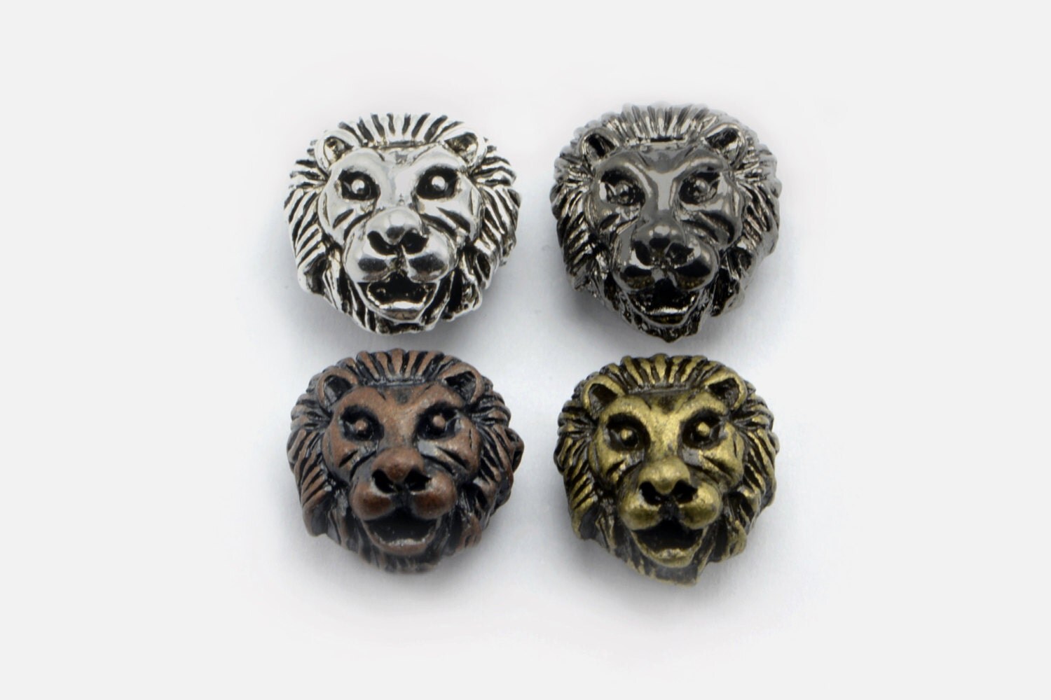 12pcs Lion Head Beads in Assorted Colors 3 Colors of Each