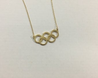925 Sterling Silver Necklace Olympic Five Rings Necklace Olympic 5 Ring Jewelry