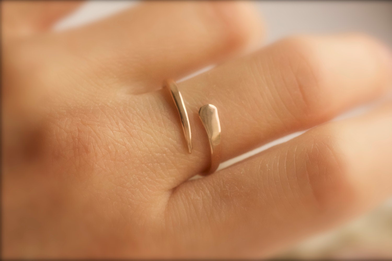 14k Solid Rose Gold Horseshoe Nail Ring. Horseshoe Nail