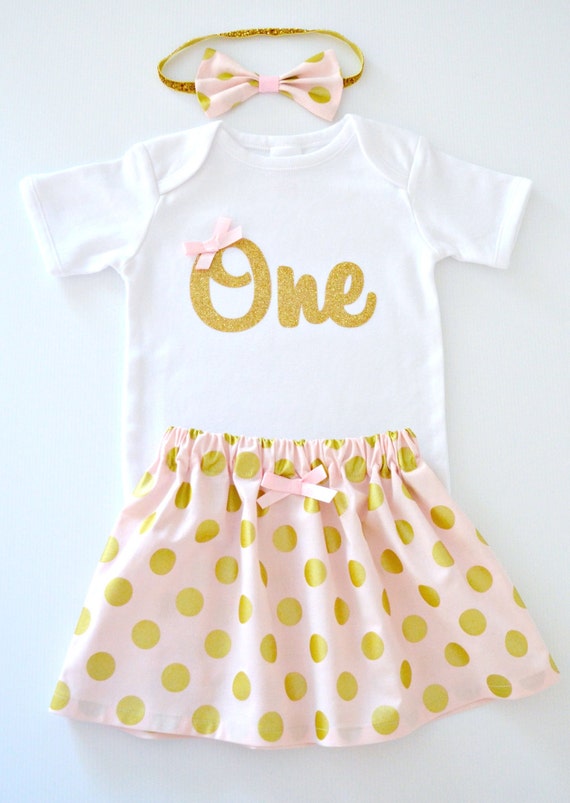 Pink & Gold 1st Birthday Outfit and Cake Smash Set Baby Girl