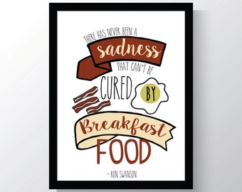 Ron Swanson Breakfast - Parks And Recreation - Leslie Knope Quote - Cheap Home Decor - 8x10 photo print - Kitchen Wall Decor -