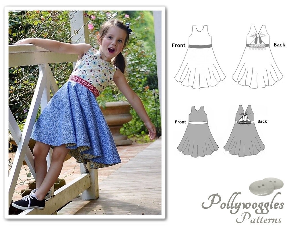 Cecily Rose Dress Pattern Circle Skirt Reversible 1-10Y