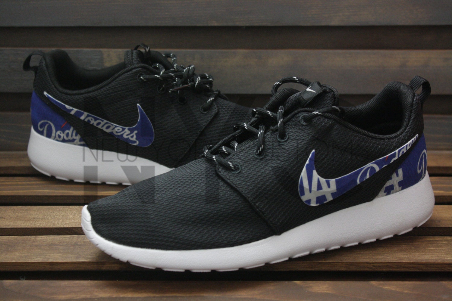 Los Angeles Dodgers Nike Roshe Run Black Custom Men &amp; Women