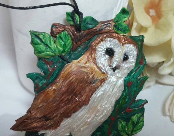 Owl ornament Polymer clay owl Handcrafted owl Clay owl
