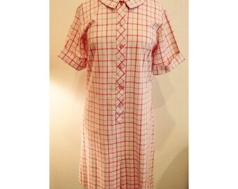 60's hot pink plaid dress | mad men dress | vintage pink plaid dress | Large