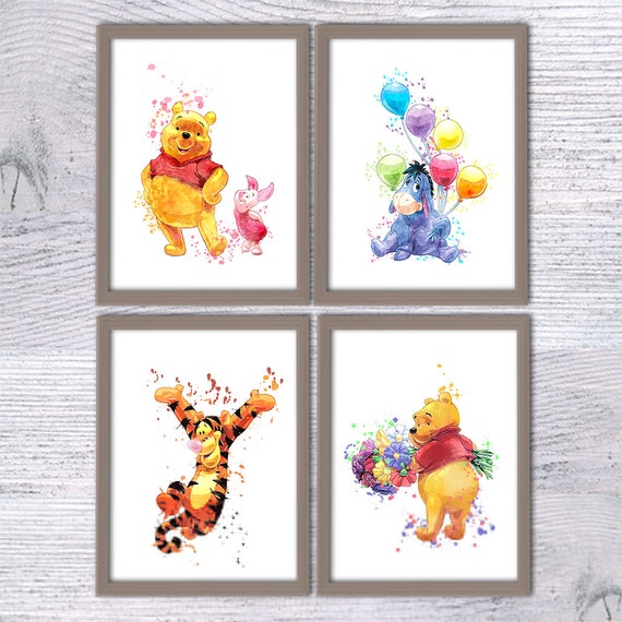 Winnie the Pooh and friends Set of 4 Disney Watercolor