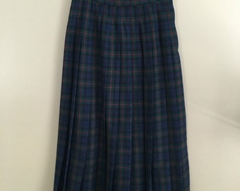 Vintage 70's Pendleton Tartan Pleated Wool Skirt