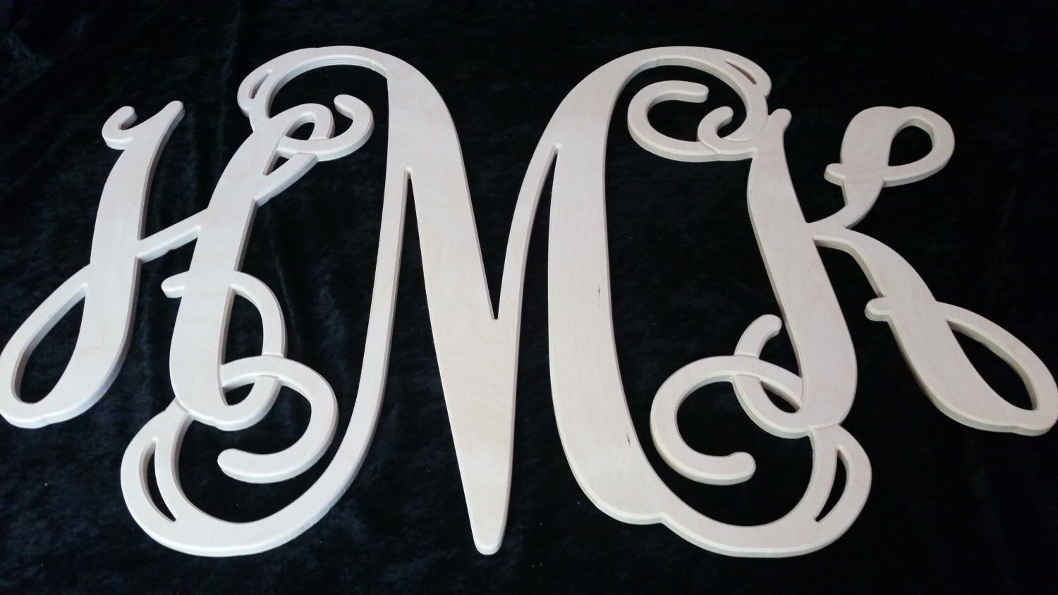Custom Wood Carved Monogram Initials 24x36