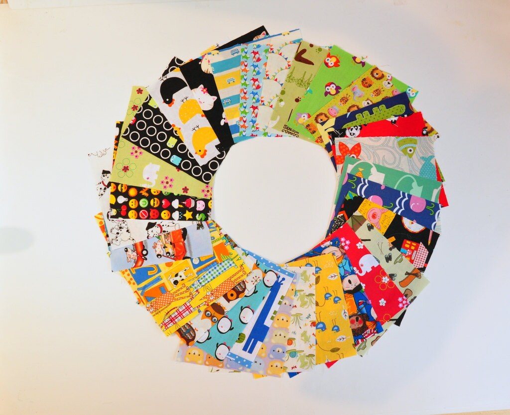 Destash Charm Pack I spy Novelty Fabric Children Kids by AuCotton