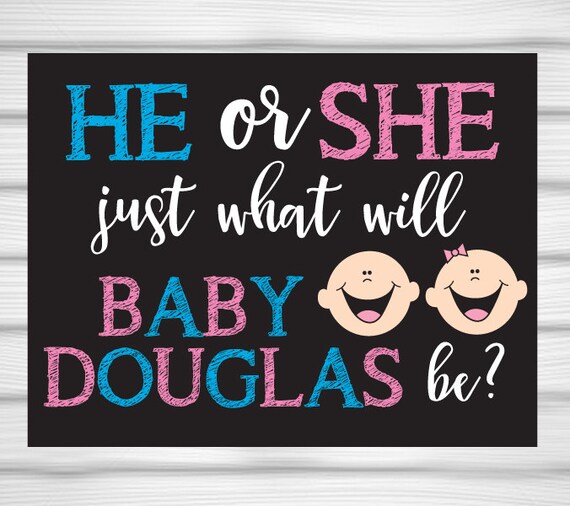 Gender Reveal Chalkboard Sign Printable 8x10 Gender Sign For