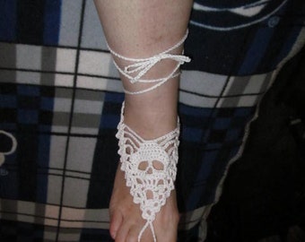 skull barefoot sandals / white