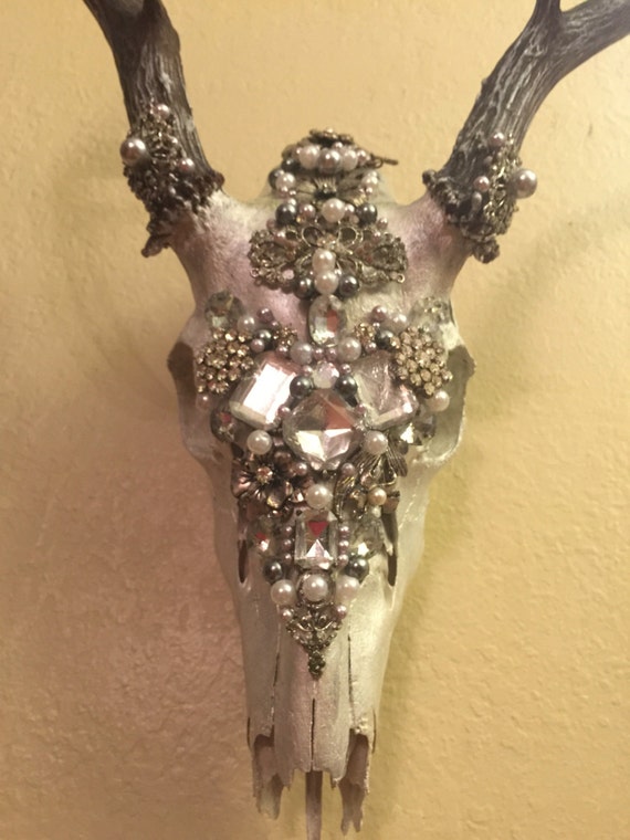 Items similar to Jeweled Natural Deer Skull on Etsy