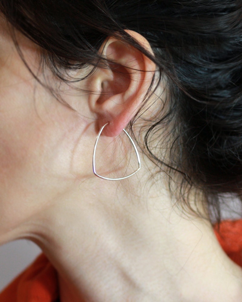Hoop Earrings Triangle hoops Sterling Silver Earrings 14K