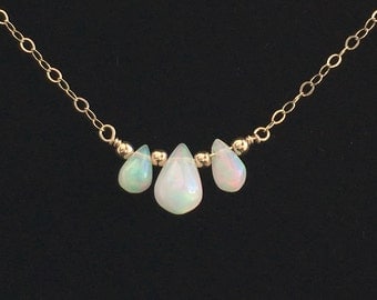 Opal Choker Necklace - Dainty Gold Opal Necklace - Genuine Opal Necklace - Also Avail Silver and Rose Gold - Ethiopian Opal