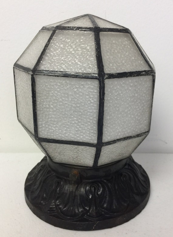 Mid Century Small Ceiling Globe Geometric Leaded Look Frosted