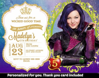 SUMMER SPECIAL- Descendants Birthday Invitation,descendants Invitation,descendants Invite,Birthday Invitation,descendants