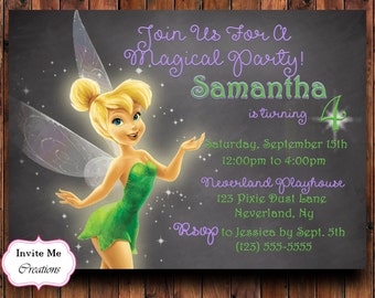 Tinkerbell Birthday Invitation, Tinkerbell Invite, Fairy Invitation, Fairy Birthday Party, Pixie Dust, Magical, Peter Pan, Winx Club, Theme